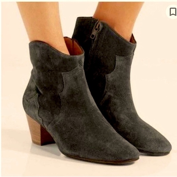 Isabel Marant Western Charcoal Suede Ankle Booties Size 37 - Picture 1 of 12